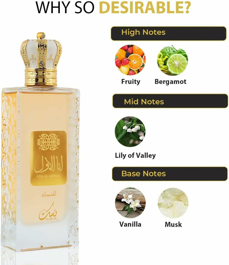 Ana Al Awwal Nusuk Golden Eau De Parfum Feminino - 100 ml